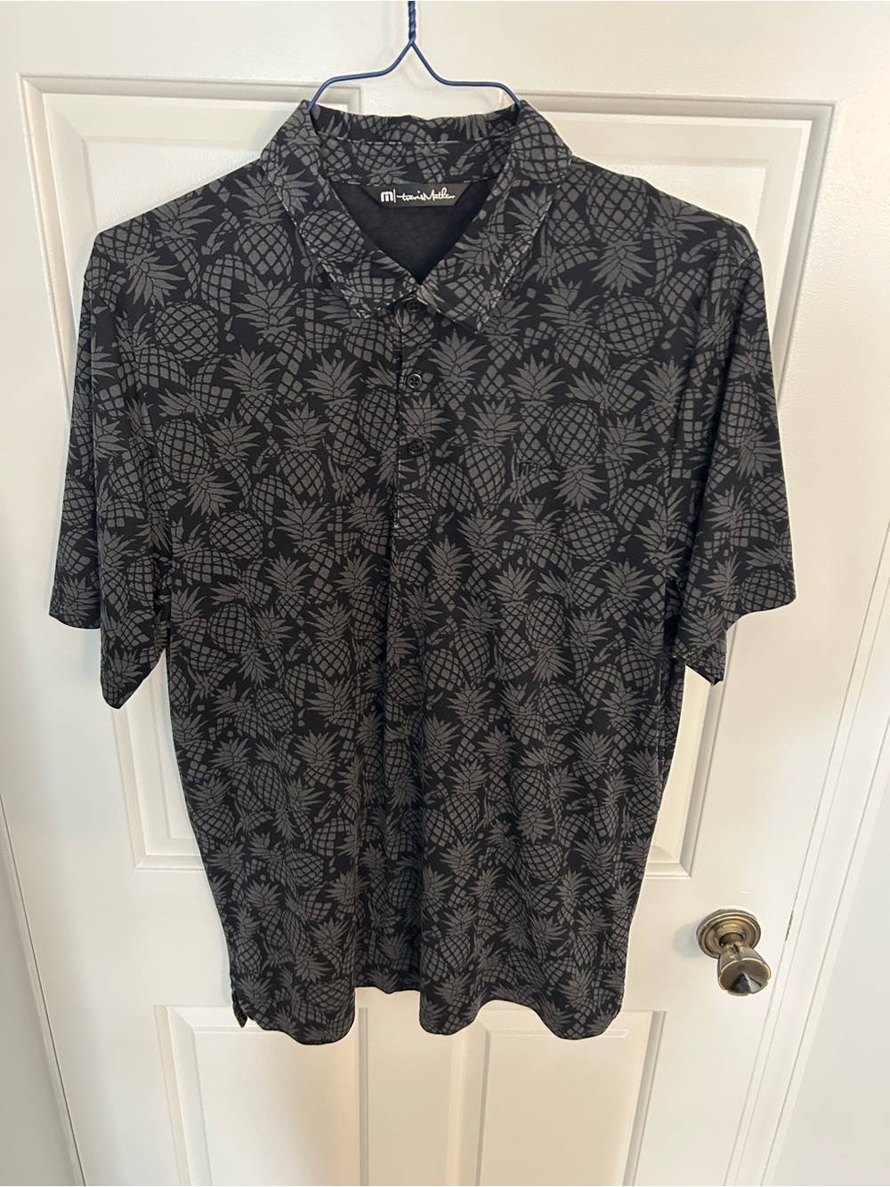 Travis Mathew Men's Black Pineapple Print Polo